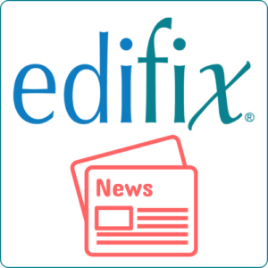 Edifix logo with a news icon underneath it