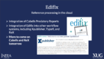 A slide from Liz's presentation, showing Edifix partnerships with Xpublisher and Cabells